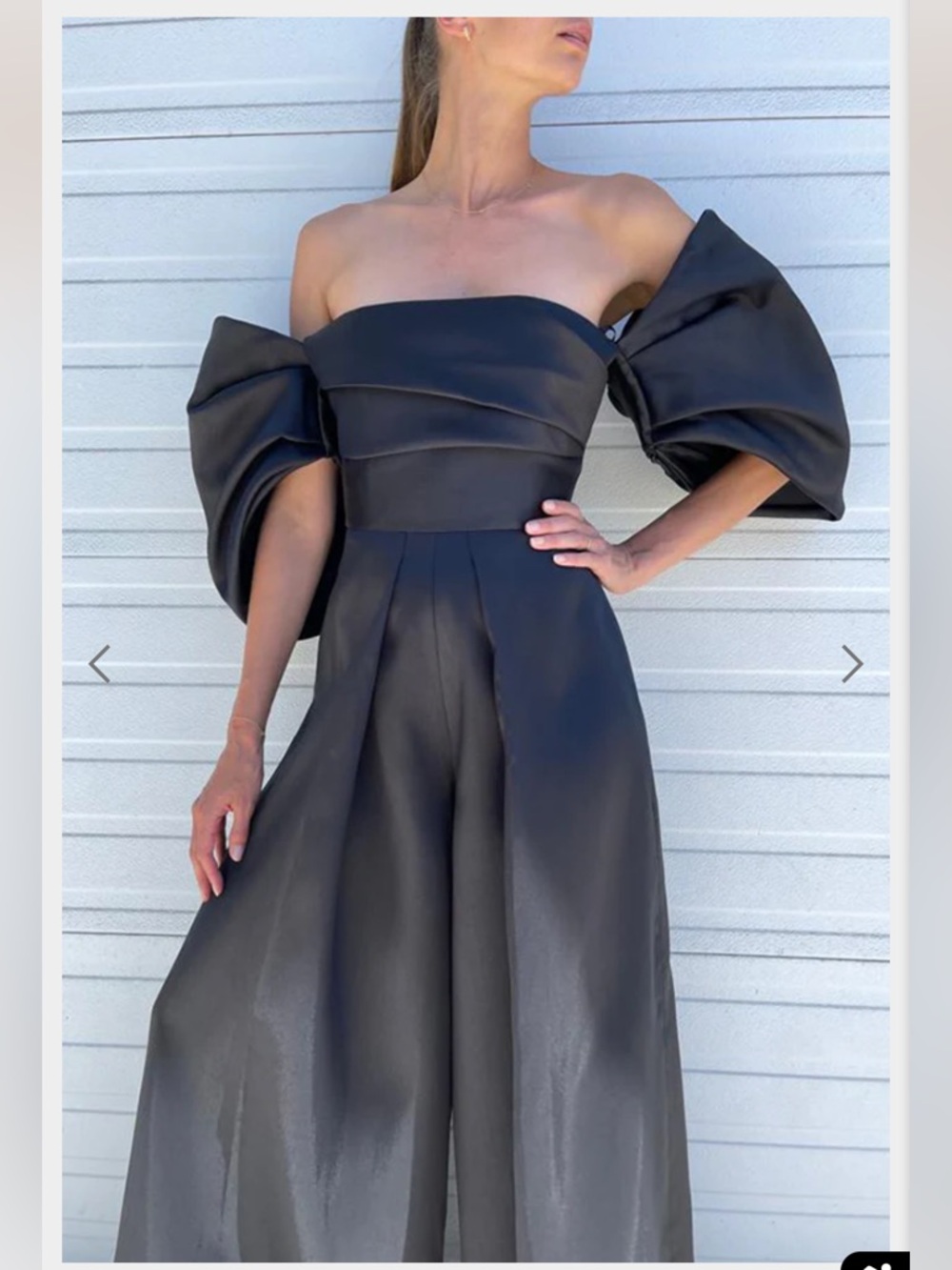 Solace London Black Off-Shoulder Wide-Leg Jumpsuit dress size 2 NWT
